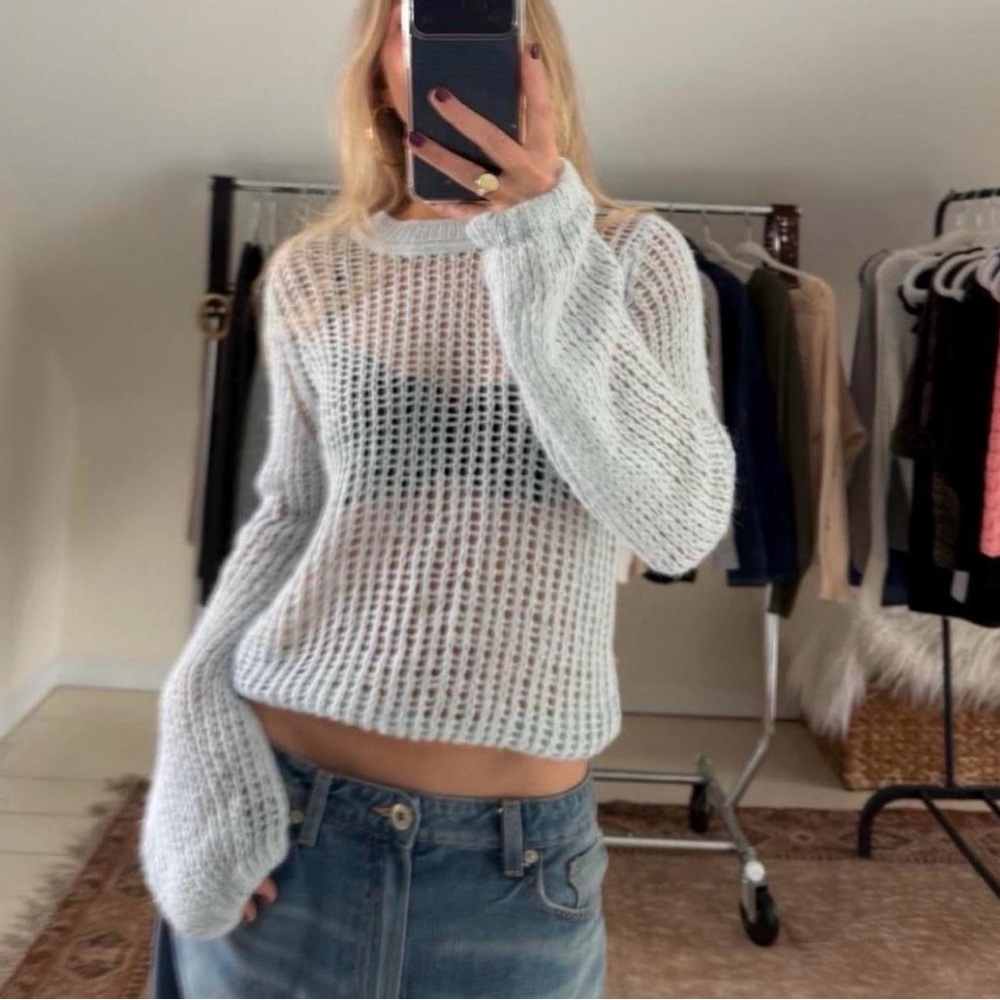 Patrizia Pepe light Blue Sheer Knit Sweater